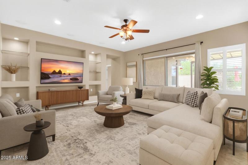 Modern Living Room with Patio Views