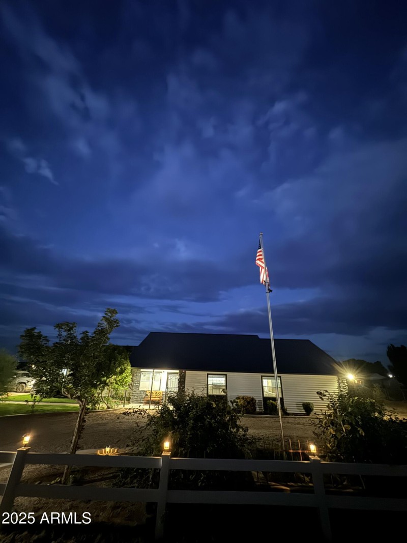 Night photo of apple Blossom