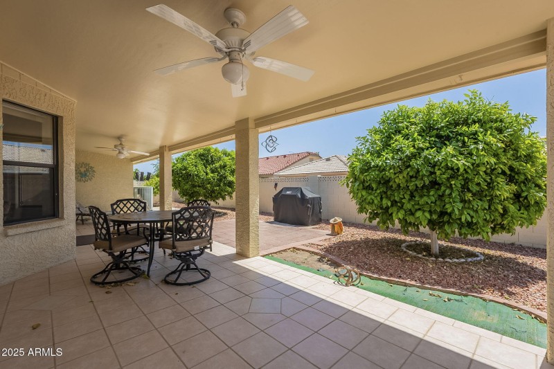South-facing back patio