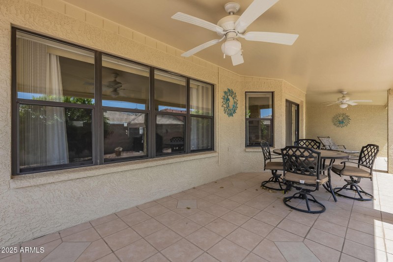 South-facing back patio