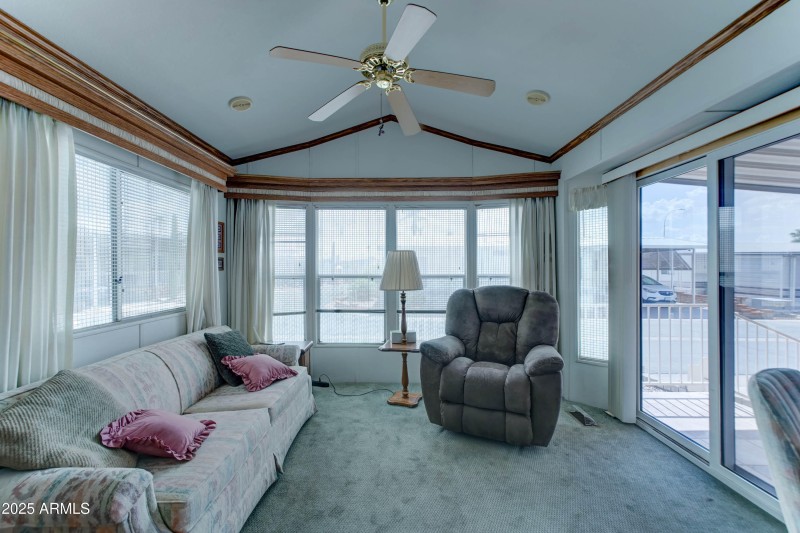 vaulted ceilings and many windows