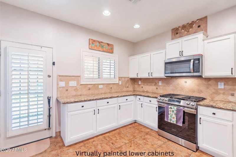 Virtually painted lower cabinets