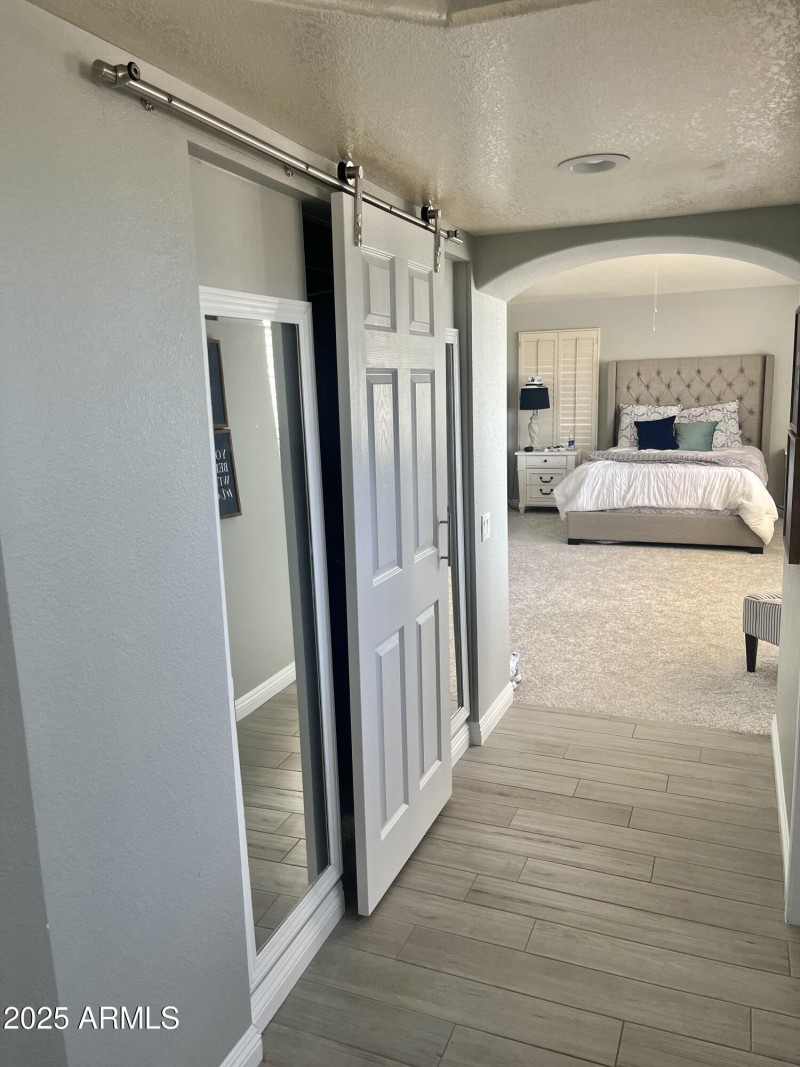 MIrrored barndoor master closet