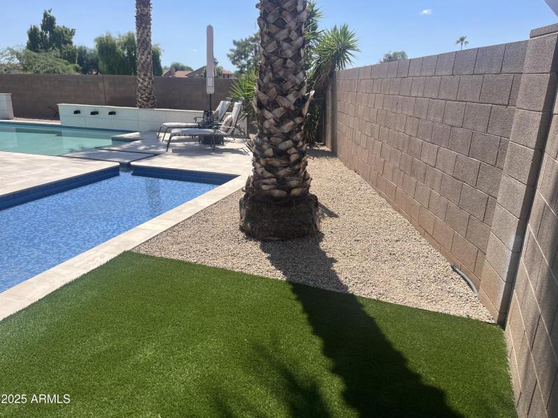 side yard with new rock