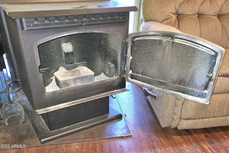 Pellet Stove door open