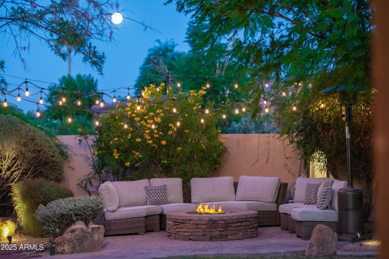 Firepirt Seating Area at Twilight