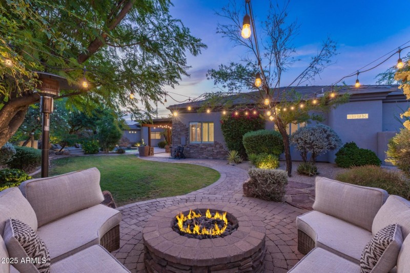 Firepit Seating Area at Twilight