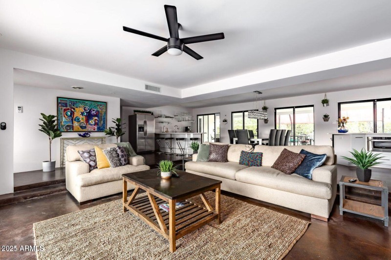 Bright Open Concept living roomkitchen (