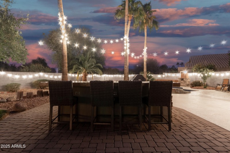 Outdoor Bar with String Lights