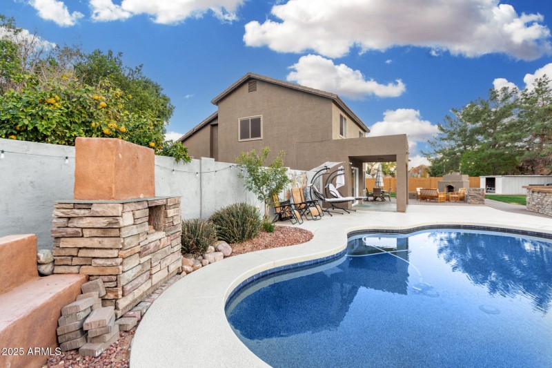 Pool with Fireplace View