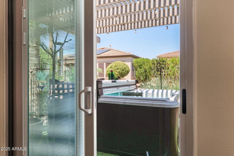 Sliding Door To Pergola and Hot Tub