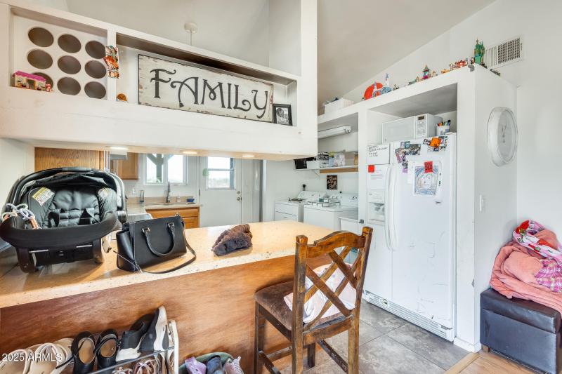 Breakfast bar and kitchen
