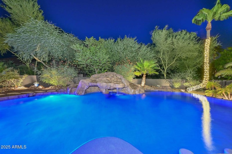 Night-Pool Waterfall