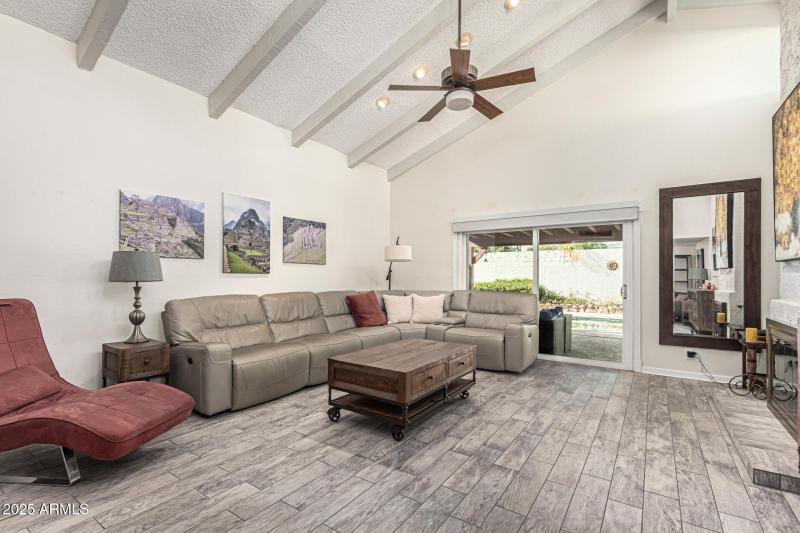 Vaulted ceilings in great room