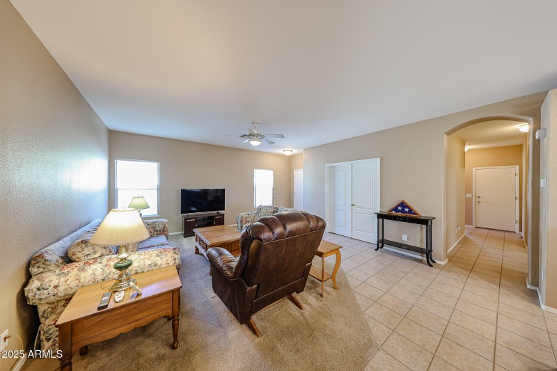 Family Room with Den & Hall to Garage