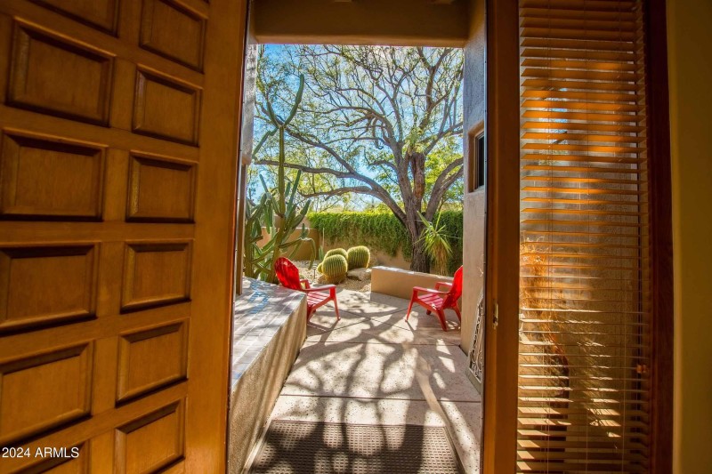 looking out front door