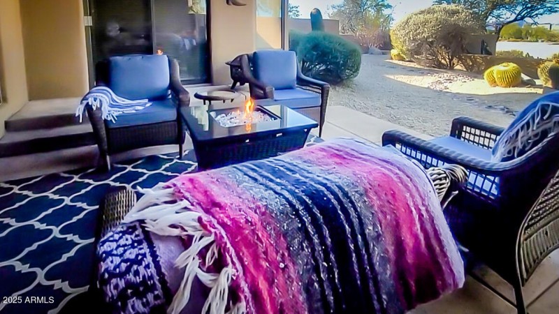 back patio with firetable