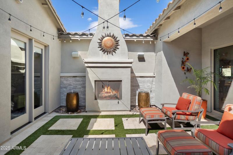 Fireplace at Interior Courtyard