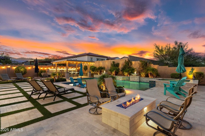 Fire-Pit at Backyard at Twilight