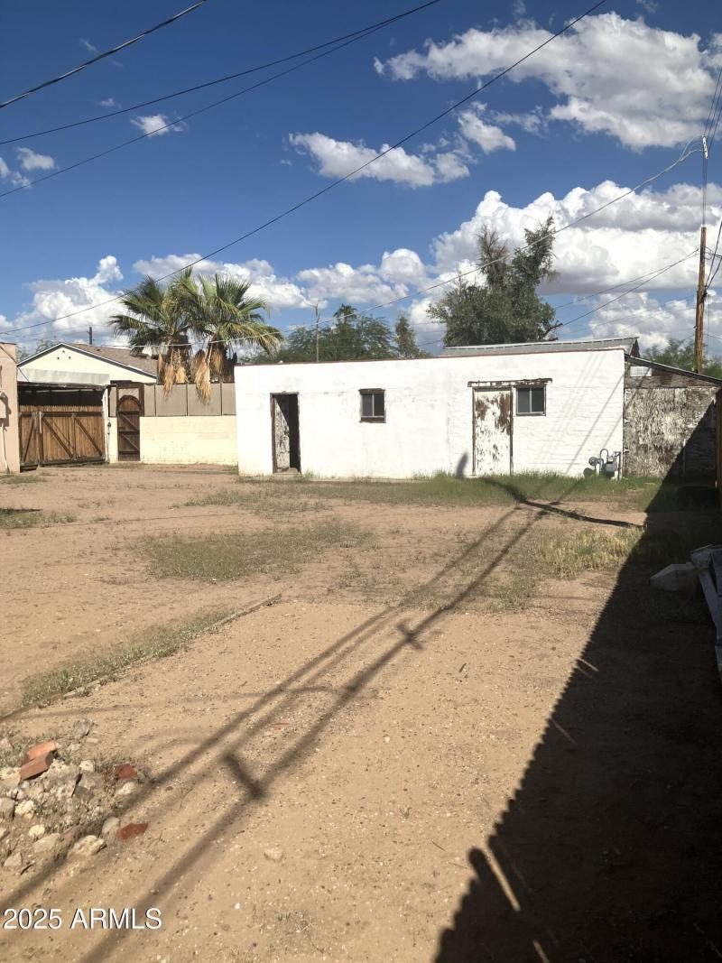 Backyard facing 2-car garage