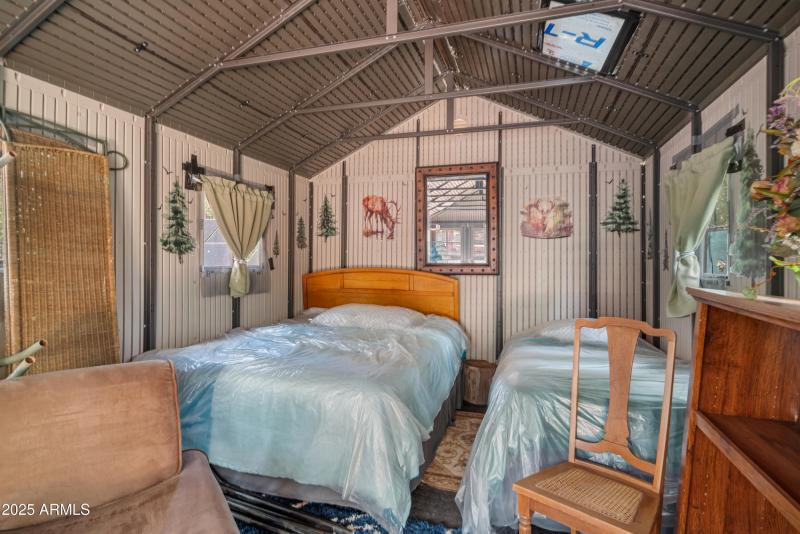 Inide shed used as bunkhouse