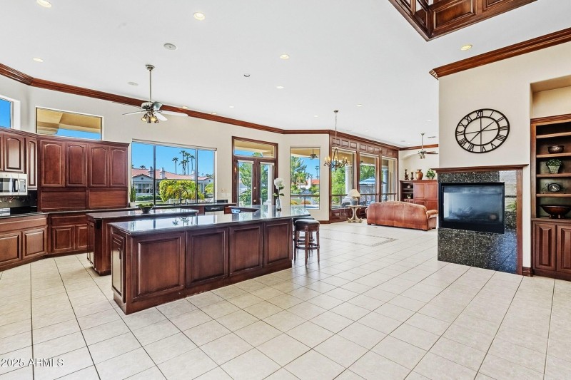 Two-Way Fireplace in Dining Area
