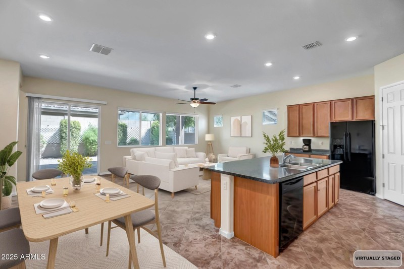 OPEN LIVING AND DINING ROOM