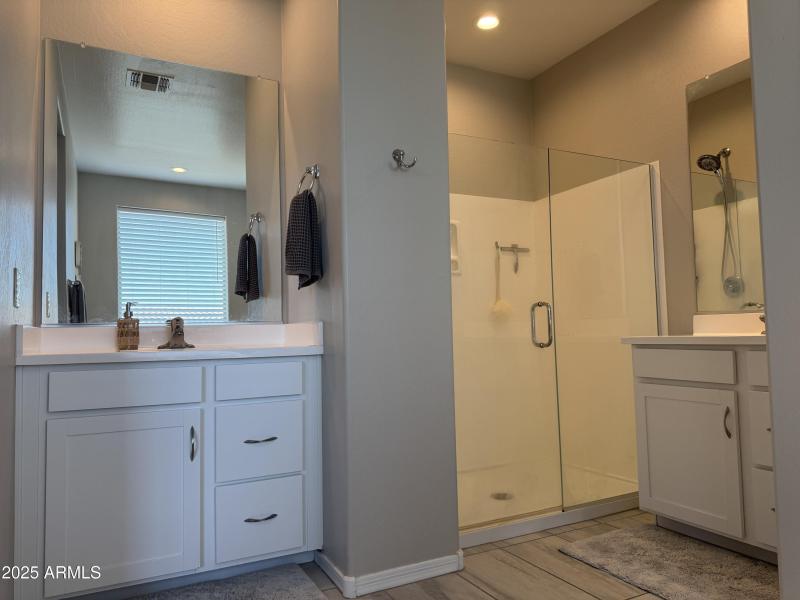 Dual Vanities & Walk-In Shower
