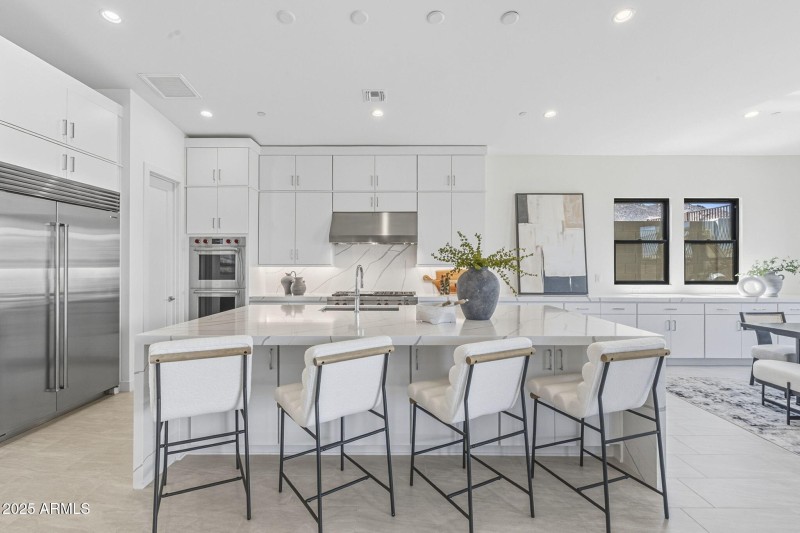 Stacked upper cabinets