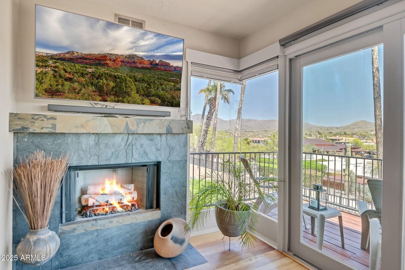 Living Room Fireplace with a VIEW
