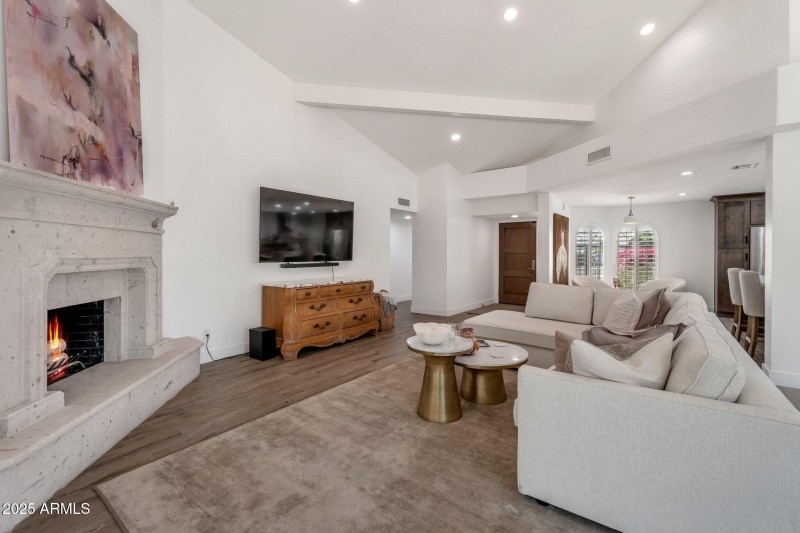 Fireplace, living room & Front door