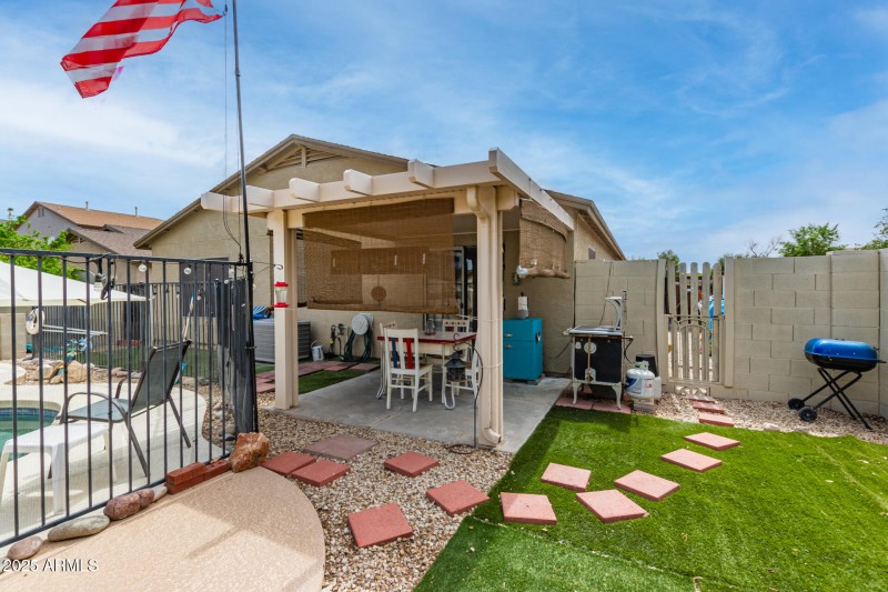Gated side courtyard