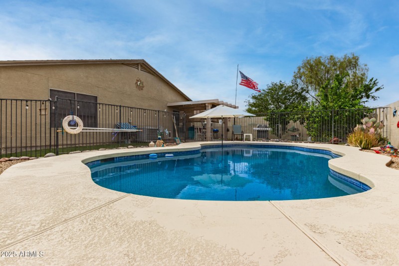 Freshly painted pool decking