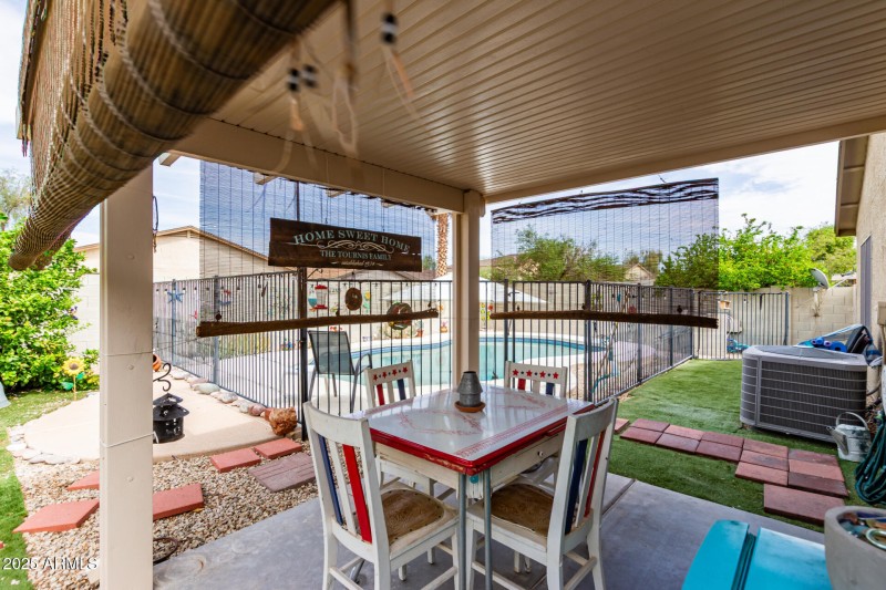 Covered Patio with sun shades