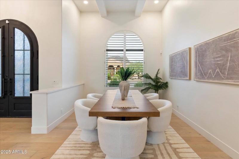 Formal Dining Room with grid ceiling
