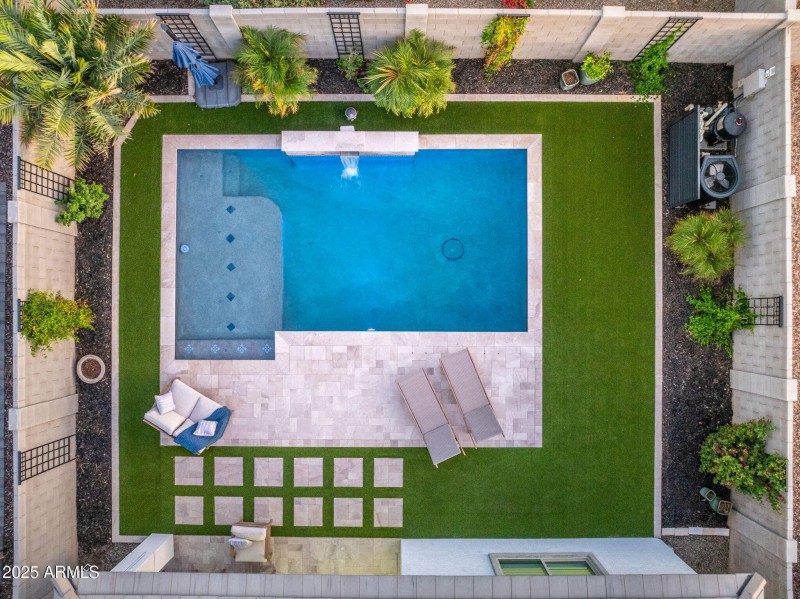Landscaped backyard and pool