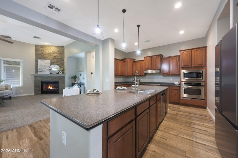 Open concept kitchen/living area