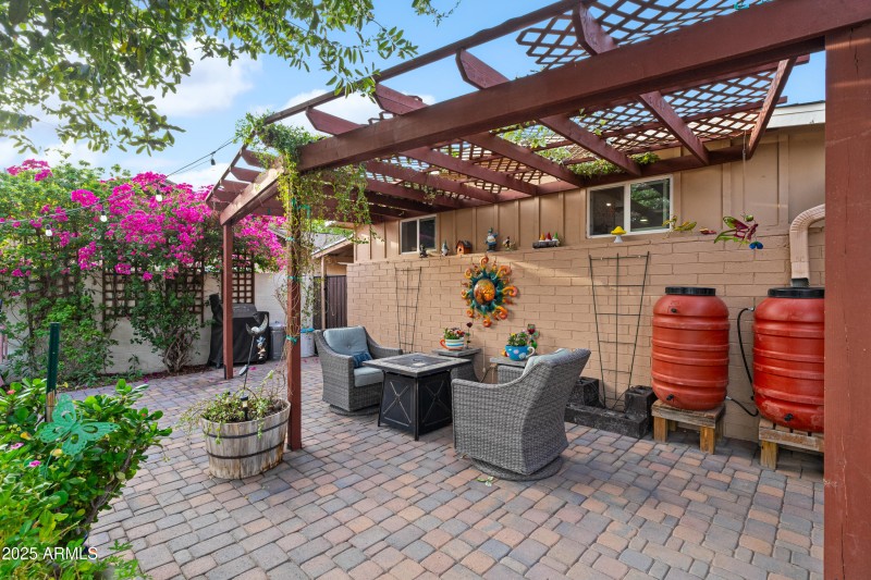 Pergola with seating area