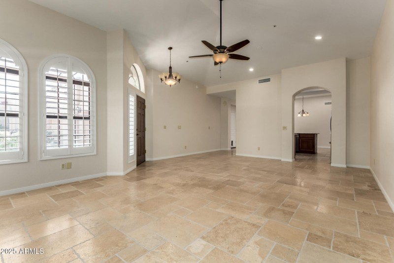 Living room and dining space