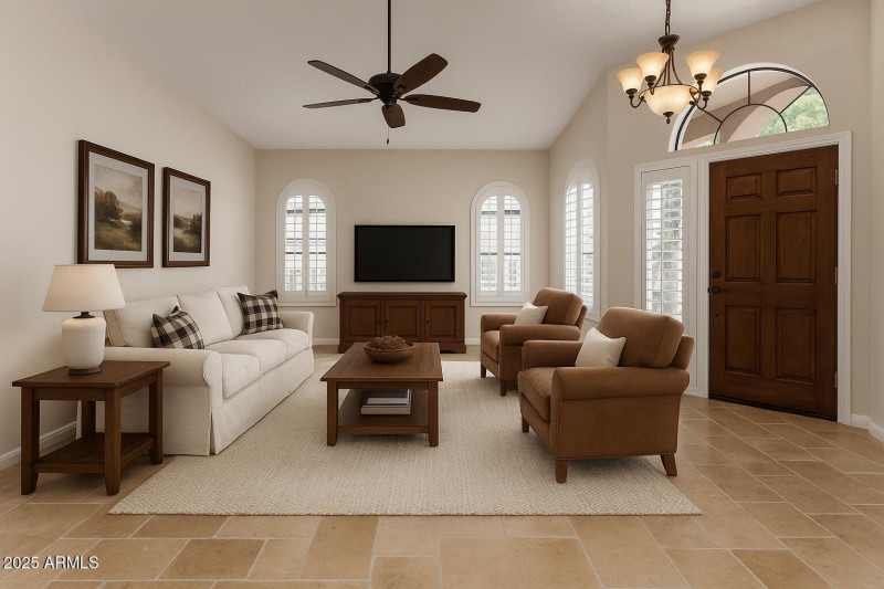 Living room virtually staged