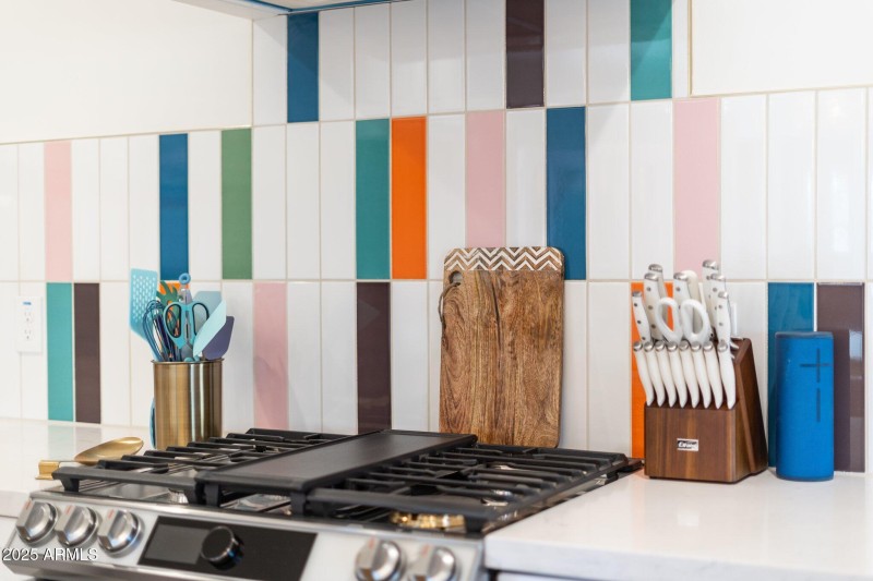 Designer Backsplash with Gas Range