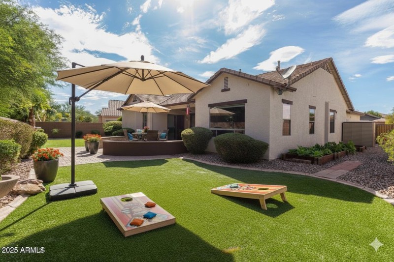 Backyard staged