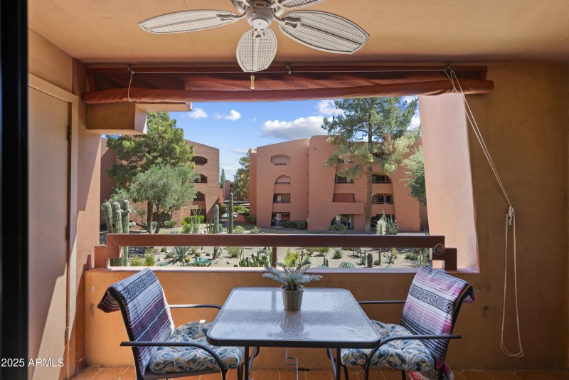 Patio with cactus garden view