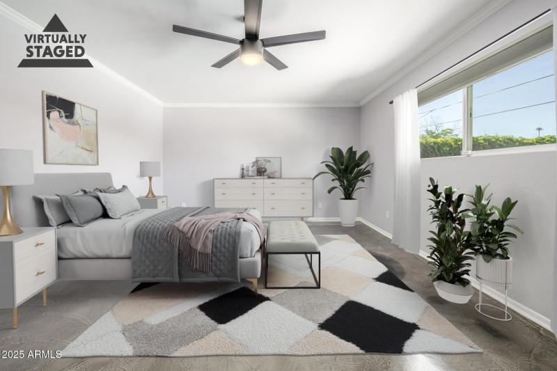 Staged primary Bedroom