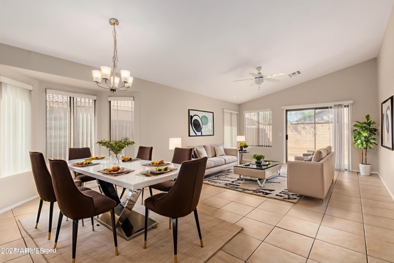 Virtually staged Family Room and Dining