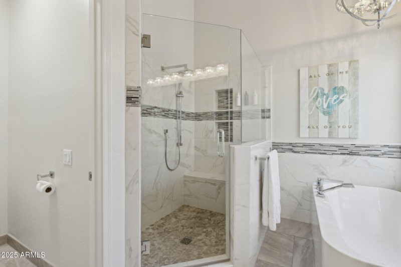 Soaking tub and a custom walk in shower