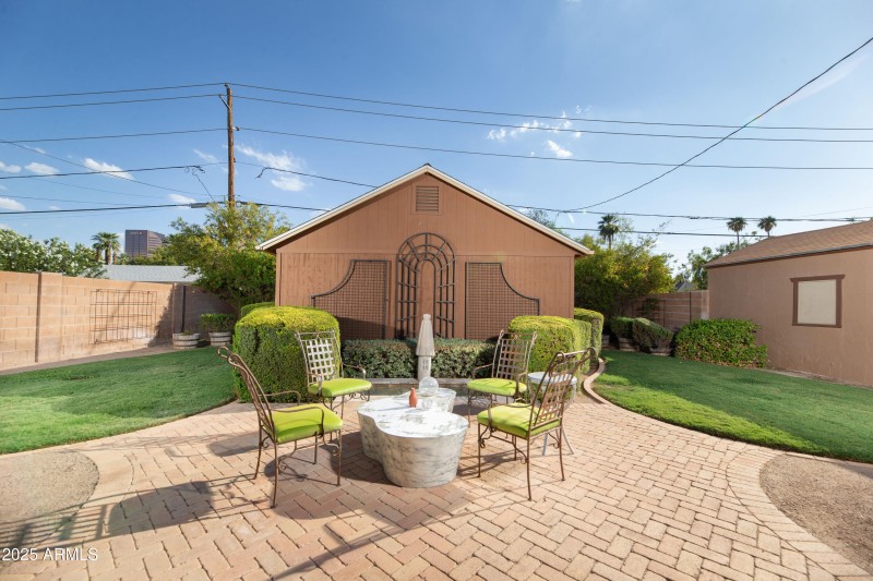 Water feature and lovely brick patio
