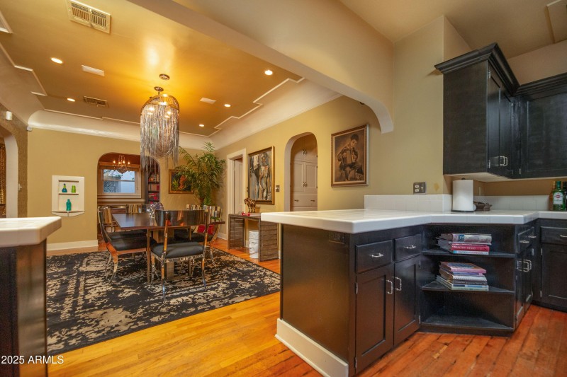 Kitchen open to dining room