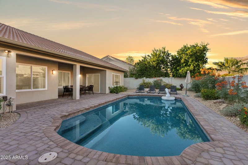 Sunset over the pool