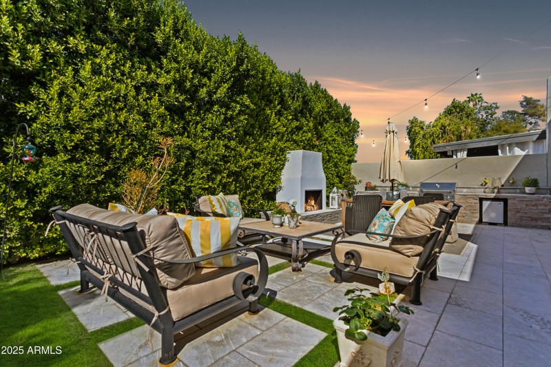 Fireplace and patio seating